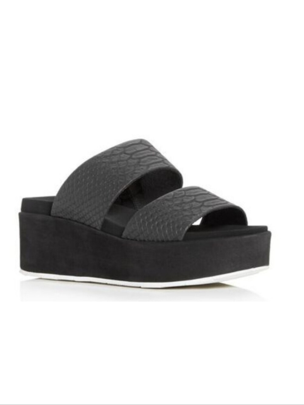J/Slides Quincy Snake-Embossed Platform Slide Black Size 9 Boho Beach Coastal